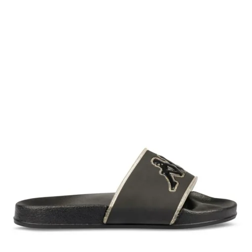 Claquettes NOIR Femme Motif Uni A Enfiler