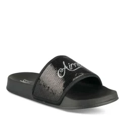 Claquettes NOIR Femme Motif Uni A Enfiler