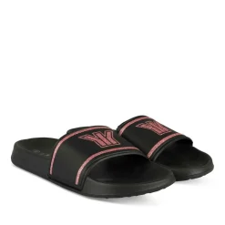 Claquettes NOIR Femme Motif Uni A Enfiler