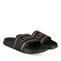 Claquettes NOIR Femme Motif Uni A Enfiler