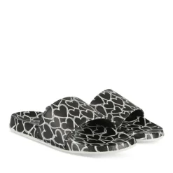 Claquettes NOIR Femme Motif Coeurs A Enfiler