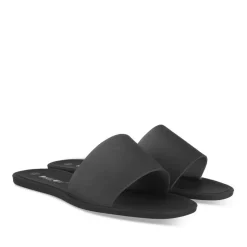 Claquettes NOIR Femme Motif Uni A Enfiler