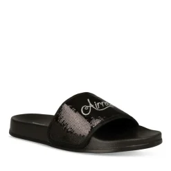 Claquettes NOIR Femme Motif Uni