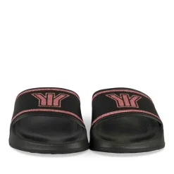 Claquettes NOIR Femme Motif Uni A Enfiler