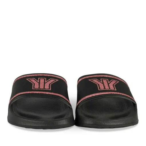 Claquettes NOIR Femme Motif Uni A Enfiler