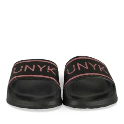 Claquettes NOIR Femme Motif Uni A Enfiler