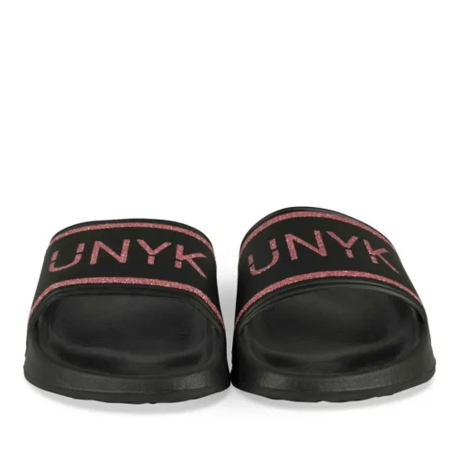 Claquettes NOIR Femme Motif Uni A Enfiler