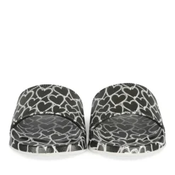 Claquettes NOIR Femme Motif Coeurs A Enfiler