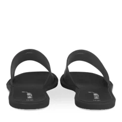 Claquettes NOIR Femme Motif Uni A Enfiler