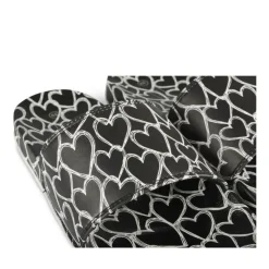 Claquettes NOIR Femme Motif Coeurs A Enfiler