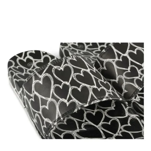 Claquettes NOIR Femme Motif Coeurs A Enfiler