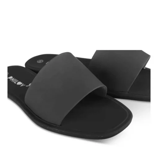 Claquettes NOIR Femme Motif Uni A Enfiler