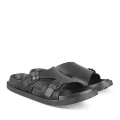 Claquettes NOIR Homme Motif Uni A Enfiler