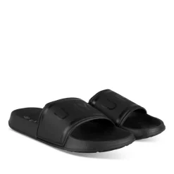 Claquettes NOIR Homme Motif Uni A Enfiler