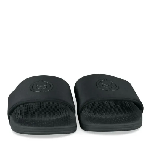 Claquettes NOIR Homme Motif Uni A Enfiler