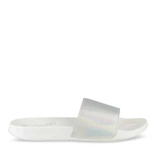 Claquettes Plage ARGENT Femme Motif Uni A Enfiler