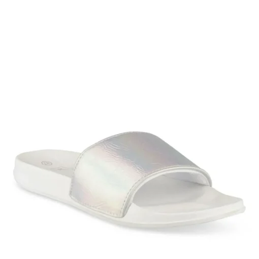 Claquettes Plage ARGENT Femme Motif Uni A Enfiler