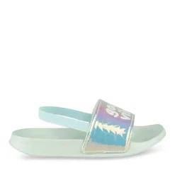Claquettes Plage BLEU Fille Motif Uni A Enfiler