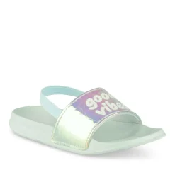 Claquettes Plage BLEU Fille Motif Uni A Enfiler