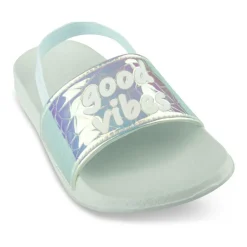 Claquettes Plage BLEU Fille Motif Uni A Enfiler