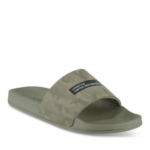 Claquettes Plage KAKI Homme Motif Camouflage A Enfiler