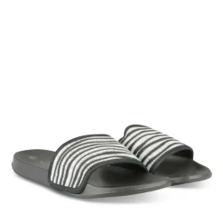 Claquettes Plage NOIR Femme Motif Tressé A Enfiler