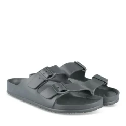 Claquettes Plage NOIR Homme Motif Uni A Enfiler