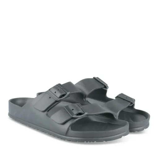 Claquettes Plage NOIR Homme Motif Uni A Enfiler