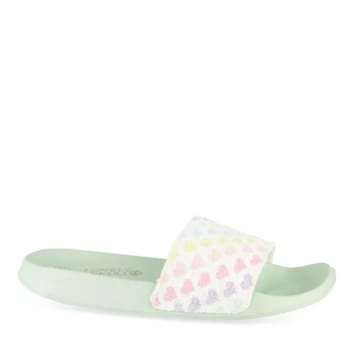 Claquettes VERT Fille Motif Uni A Enfiler