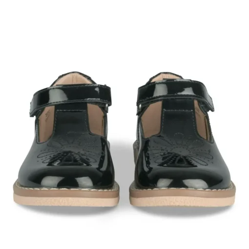 Derbies Babies NOIR Fille Motif Vernis Scratch