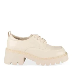 Derbies BEIGE Femme Motif Vernis Lacets