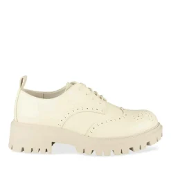 Derbies BEIGE Femme Motif Vernis Lacets