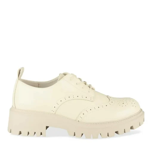 Derbies BEIGE Femme Motif Vernis Lacets