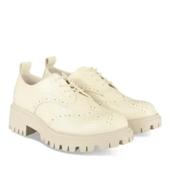 Derbies BEIGE Femme Motif Vernis Lacets