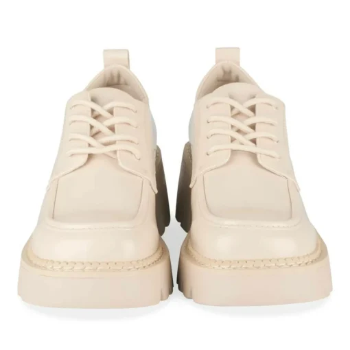 Derbies BEIGE Femme Motif Vernis Lacets