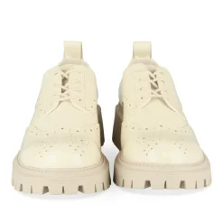 Derbies BEIGE Femme Motif Vernis Lacets