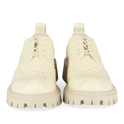 Derbies BEIGE Femme Motif Vernis Lacets
