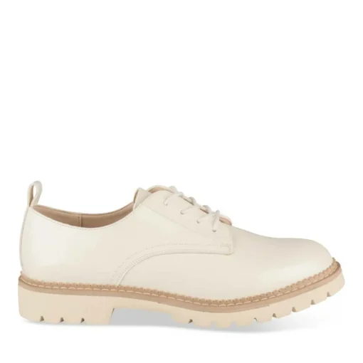 Derbies BLANC Femme Motif Vernis Lacets