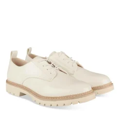 Derbies BLANC Femme Motif Vernis Lacets