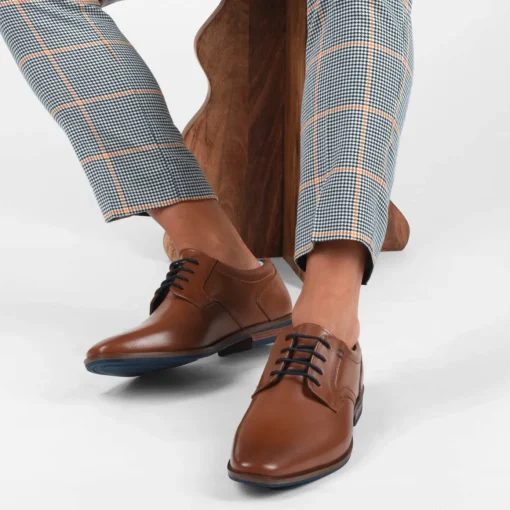 Derbies COGNAC Homme CUIR Motif Uni Lacets