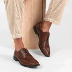 Derbies COGNAC Homme CUIR Motif Uni Lacets