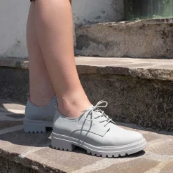 Derbies GRIS Femme CUIR Motif Uni Lacets