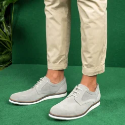 Derbies GRIS Homme CUIR Motif Uni A Enfiler