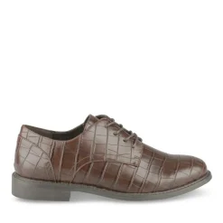 Derbies MARRON Femme Motif Animal Lacets