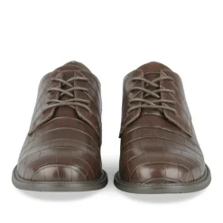 Derbies MARRON Femme Motif Animal Lacets