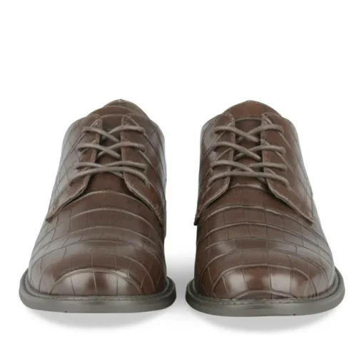 Derbies MARRON Femme Motif Animal Lacets