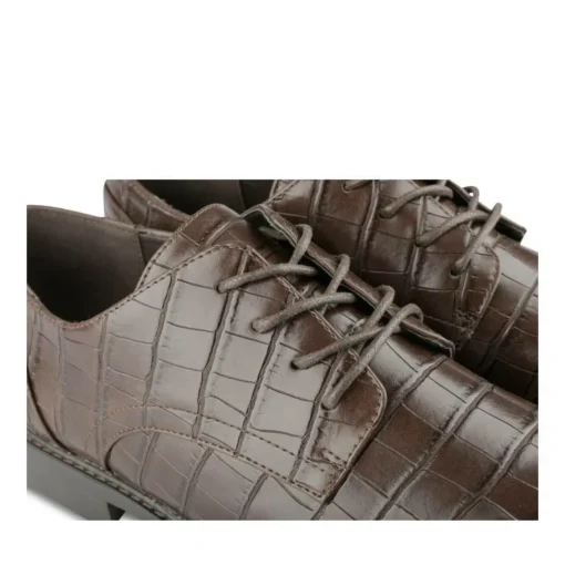 Derbies MARRON Femme Motif Animal Lacets