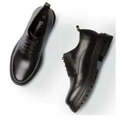 Derbies NOIR Femme CUIR Motif Uni Lacets