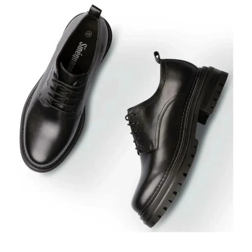 Derbies NOIR Femme CUIR Motif Uni Lacets