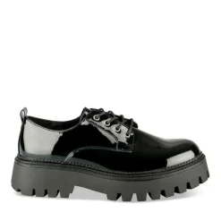 Derbies NOIR Femme Motif Vernis Lacets